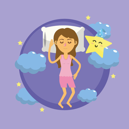 woman sleeping and taking good nightのイラスト素材