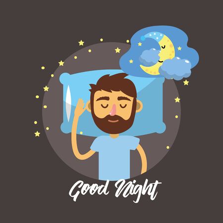man sleeping and taking good nightのイラスト素材