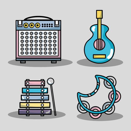 set technology music elements to lay musicのイラスト素材