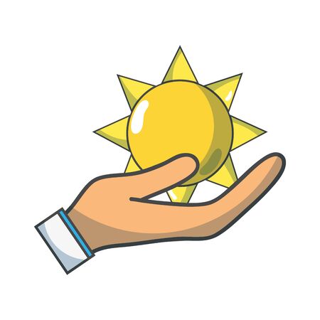 natural sun and normal weather icon in the handのイラスト素材