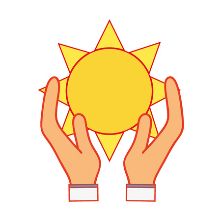 natural sun and normal weather icon in the handsのイラスト素材
