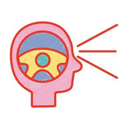 person silhouette with steering wheel symbolのイラスト素材