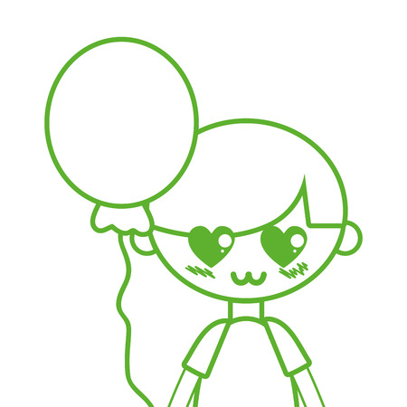 Silhouette cute boy with balloon and hairstyle designのイラスト素材