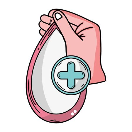 A hand with drop blood donation and cross symbol illustration.のイラスト素材