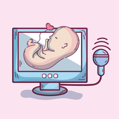 ultrasound of baby heartbeat frecuncy and prescriptionのイラスト素材