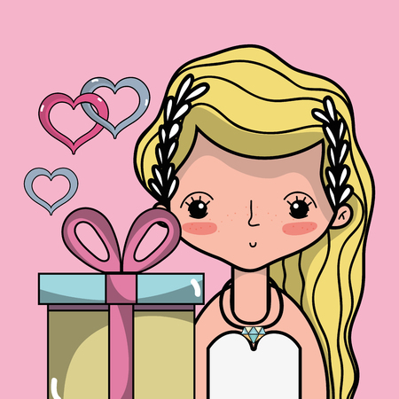bride lover with gown and hairstyle design vector illustrationのイラスト素材