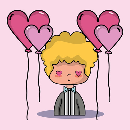 groom lover with suit and hairstyle design vector illustrationのイラスト素材