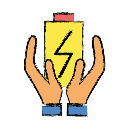 Power electric battery charger in the handsのイラスト素材