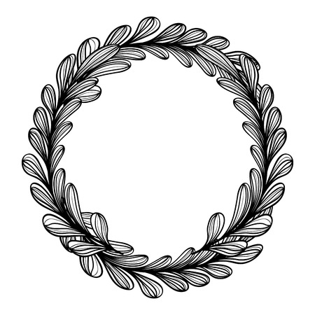 rustic circle branches with leaves designのイラスト素材