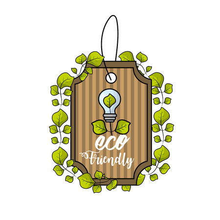 Label with bulb and leaves decoration design symbolのイラスト素材