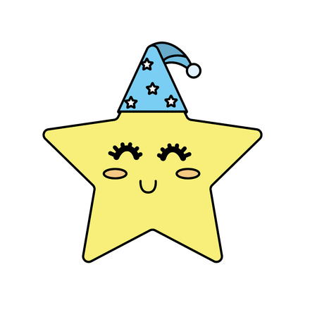 nice star shiny with sleep hat designのイラスト素材