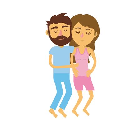 Lovely couple with hairstyle design on sleeping, relax position.のイラスト素材