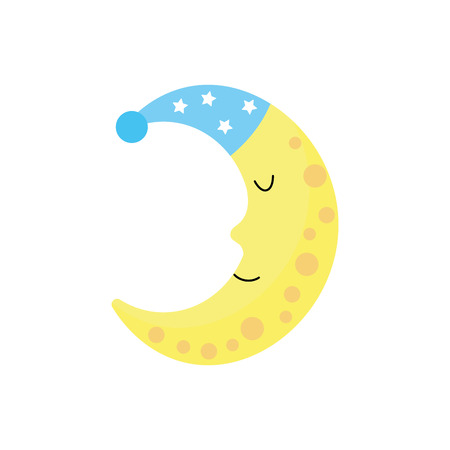 bauty moon in th sky with sleep hat designのイラスト素材
