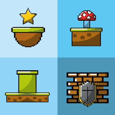 set viodeogame simulator technology designのイラスト素材