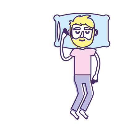 Man with hairstyle design sleeping. Vector illustration.のイラスト素材