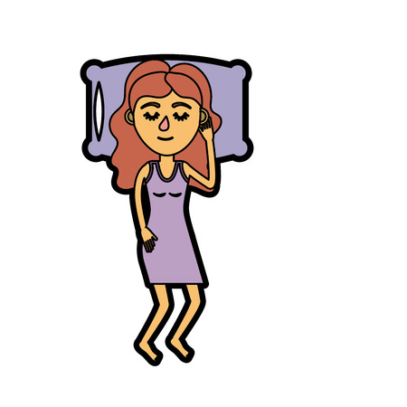Woman with hairstyle design sleeping. Vector illustration.のイラスト素材