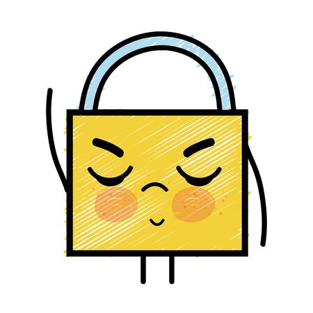 Cute, angry padlock securityのイラスト素材