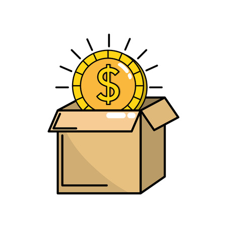 open box with coin cash money insideのイラスト素材