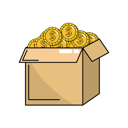 open box with coins cash money insideのイラスト素材