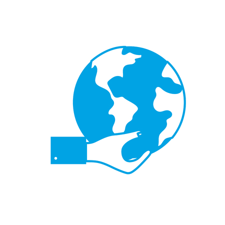 silhouette man hand with global earth planetのイラスト素材