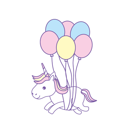 beauty unicorn with balloons decoration designのイラスト素材