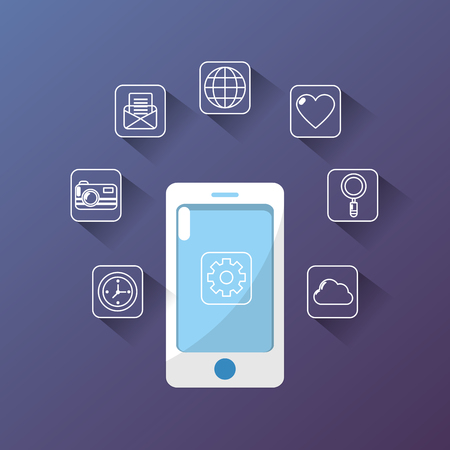 technology smartphone apps connection serverのイラスト素材