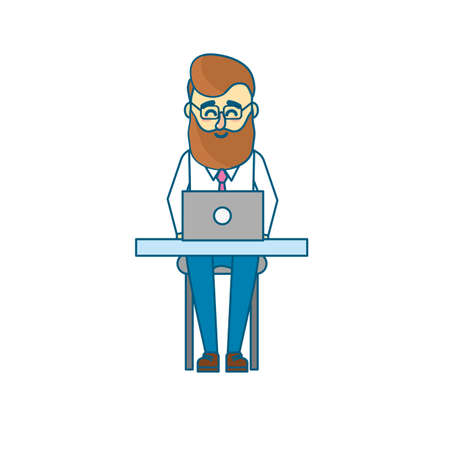 profesional businessman with laptop and corporate jobのイラスト素材