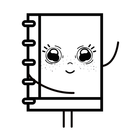 kawaii cute happy notebook toolのイラスト素材