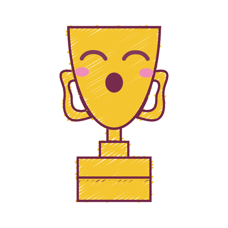 kawaii cute funny prize cupのイラスト素材