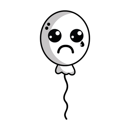 line kawaii cute crying balloon designのイラスト素材