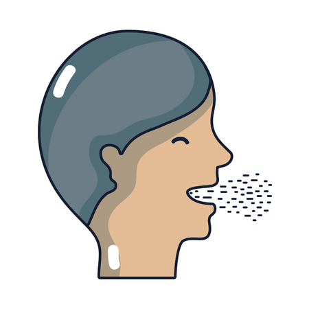 Man with coughs, cold and sore throat sickness, unhealthy symptomsのイラスト素材