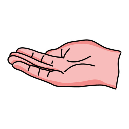 Human hand with finger and figures, act of asking or receiving gestureのイラスト素材