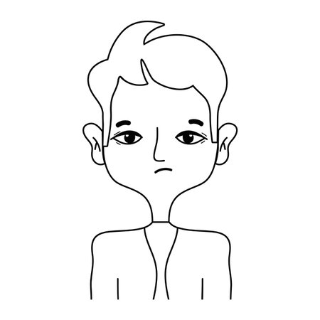 Line illustration of sad man with elegant clothes and hairstyle designのイラスト素材