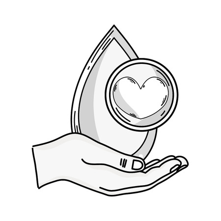line hand blood drop to medical donation symbolのイラスト素材