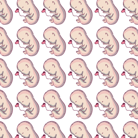 Pattern of a new life or unborn baby with attached umbilical cord in seamless background designのイラスト素材