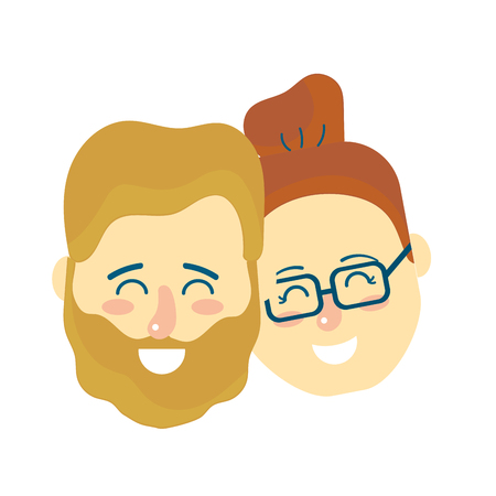 avatar couple head with hairstyle designのイラスト素材