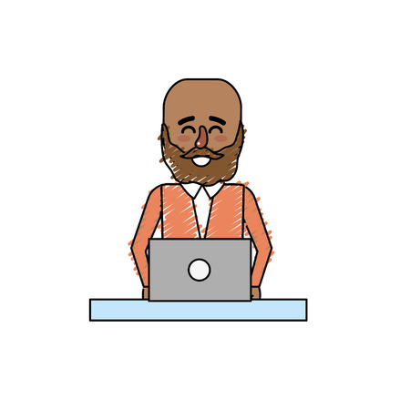 profesional businessman with laptop and corporate jobのイラスト素材
