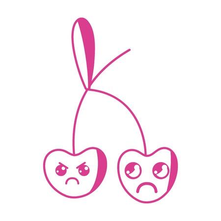 Kawaii cute sad cherry fruitのイラスト素材