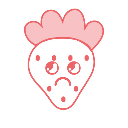 Kawaii cute crying strawberry fruitのイラスト素材