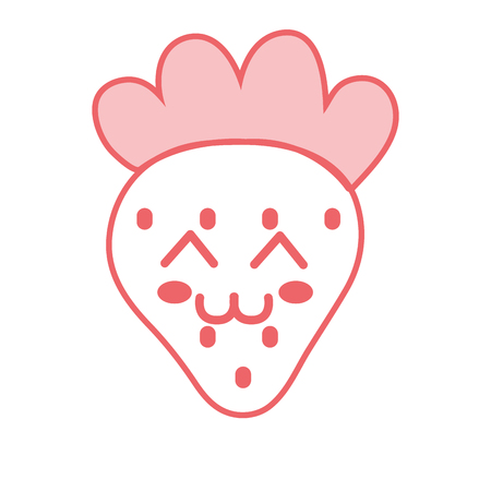 Kawaii cute happy strawberry fruitのイラスト素材