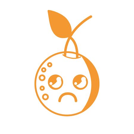 Kawaii cute sad orange fruitのイラスト素材