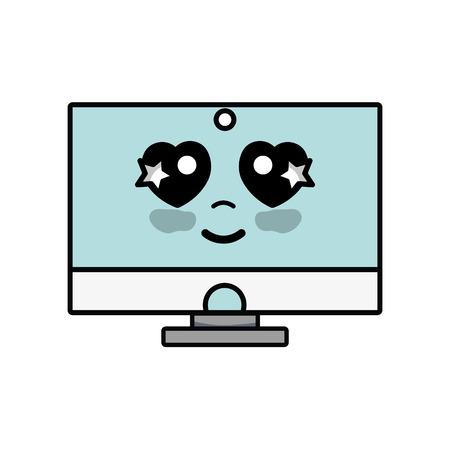 Cute happy computer technology vector illustrationのイラスト素材