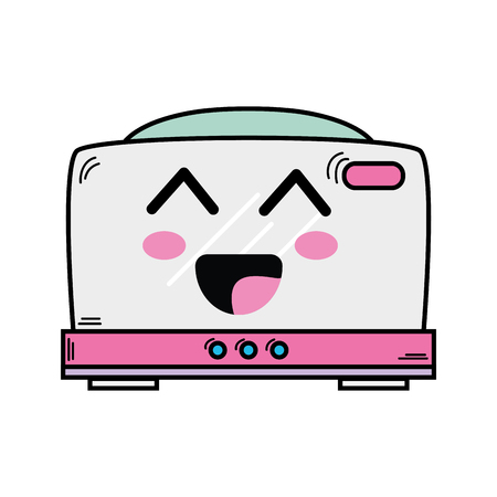 Cute happy toaster technology vector illustration.のイラスト素材