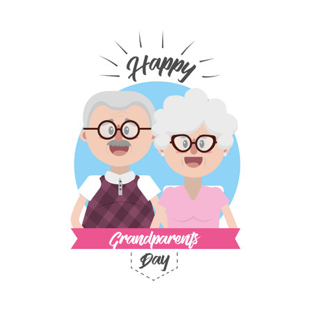 Grandparent together with ribbon design Vector illustration.のイラスト素材