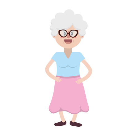 old woman with glasses and hairstyleのイラスト素材