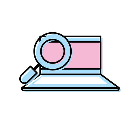 Computer with magnifying glass to search information vector illustrationのイラスト素材