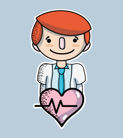 A man with hairstyle design and heartbeat.のイラスト素材