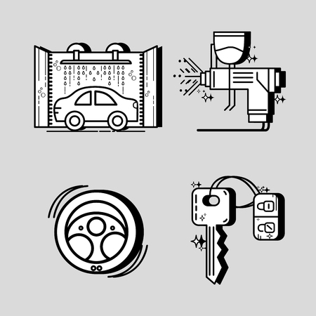 Set mechanic service station repair vector illustration.のイラスト素材