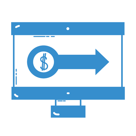 silhouette computer with company document and finance arrowのイラスト素材