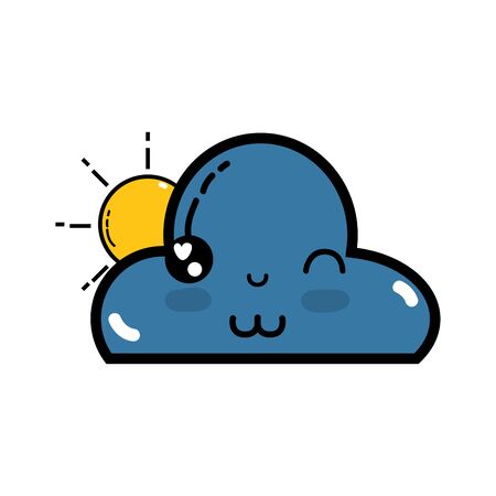 Kawaii cute happy cloud and sunのイラスト素材